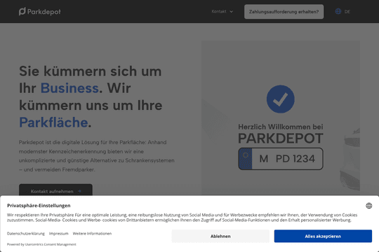 Parkdepot Company Website thumbnail