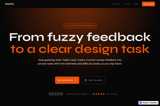Clarify – AI feedback to task SaaS Landing Page thumbnail