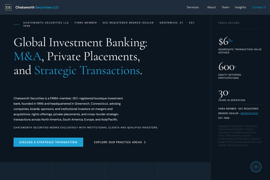 Chatsworth Securities | AI-Native Investment Banking Platform thumbnail